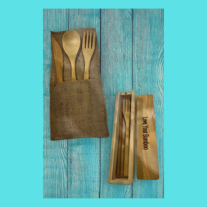  Natural Bamboo Cutlery Set right