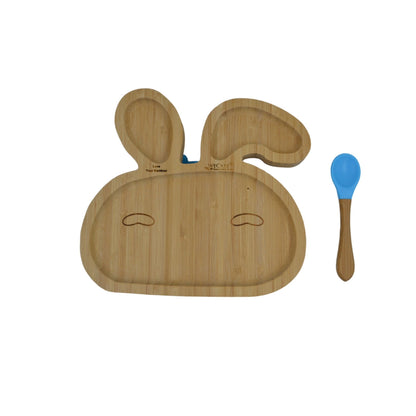 Bamboo Plate with Spoon Bunny